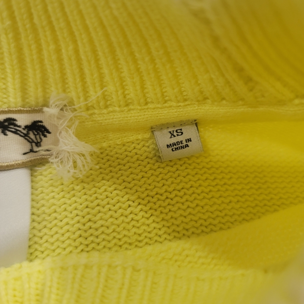 Scotch & Soda Textured Palm Tree Knit Dopamine Dressing Yellow Coastal Chic Xs - Picture 7 of 13